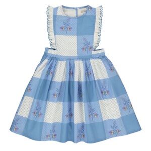 Bebe Organic Elsa Apron Dress Atlantic Floral Dot Girls Size 8